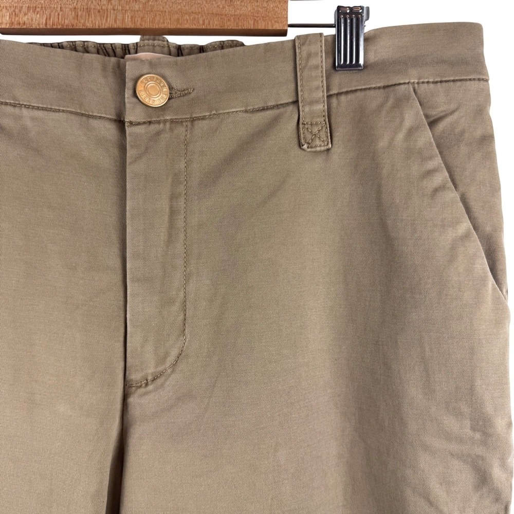 Kut from the Kloth Julie Straight Leg Pants Women 10 Khaki High Rise Elastic